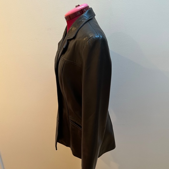 Women's Danier Black Leather Classic Blazer Style Jacket Size - Picture 2 of 11